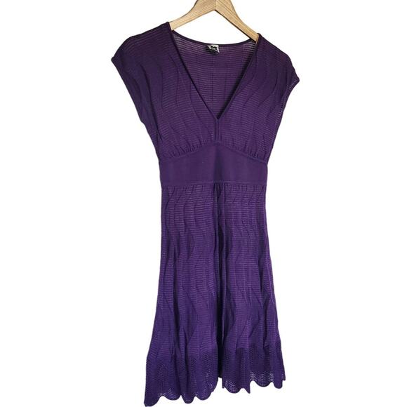 M Missoni Knit Crochet Fit & Flare Dress Purple IT Size 38 / US Size 2 - Picture 3 of 9
